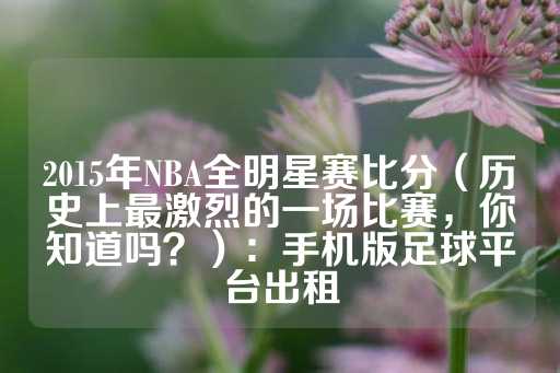 2015年NBA全明星赛比分（历史上最激烈的一场比赛，你知道吗？）：手机版足球平台出租