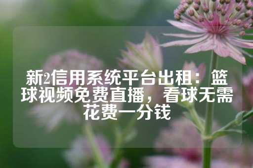 新2信用系统平台出租：篮球视频免费直播，看球无需花费一分钱